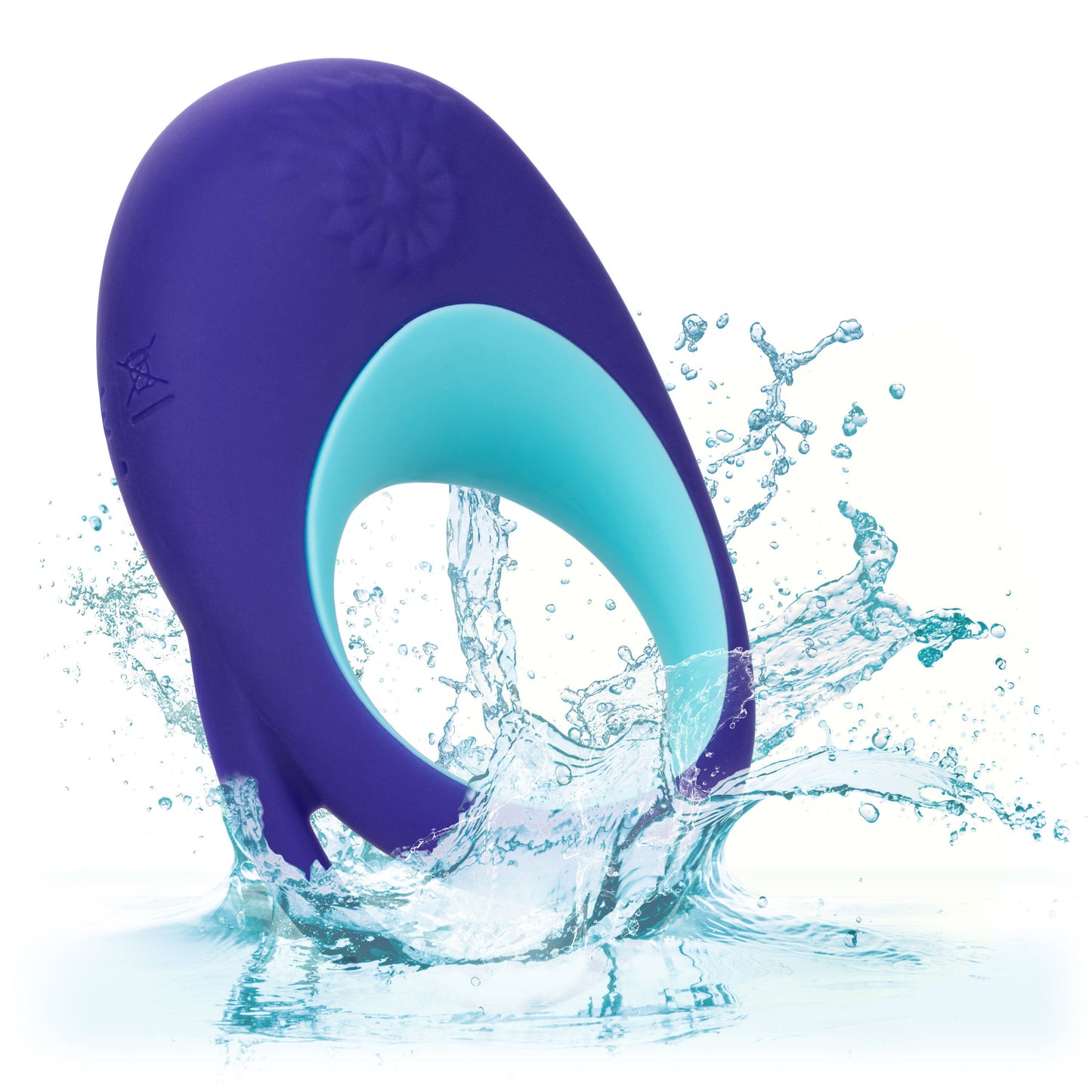Link Up Alpha Vibrating Couples Enhancer Ring Two-Piece Set Blue and Turquoise Waterproof Silicone