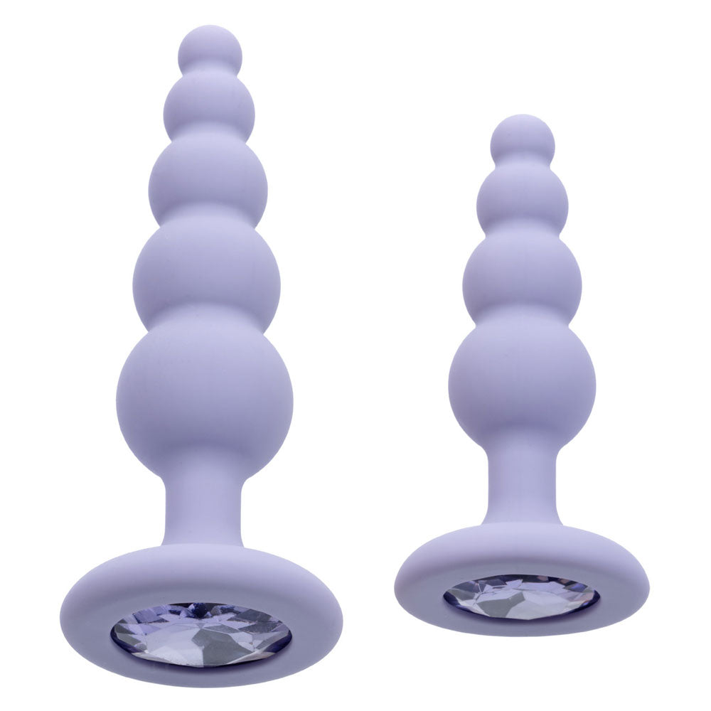 First Time Crystal Beaded Duo (Purple) – Beginner Beaded Anal Probe Set