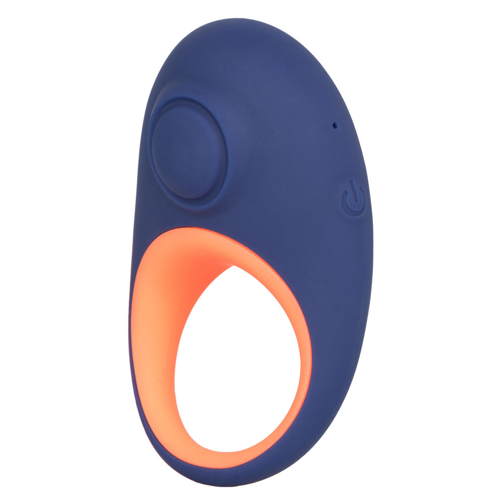 Link Up Verge Dual Stimulating Ring with 10 Thumping Functions Ultra-Soft Silicone Cock Ring Blue and Orange