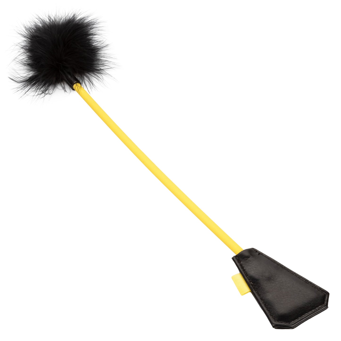 Boundless Feather Crop Black Faux Leather and Feather Tickler BDSM Dual Crop 15 Inch