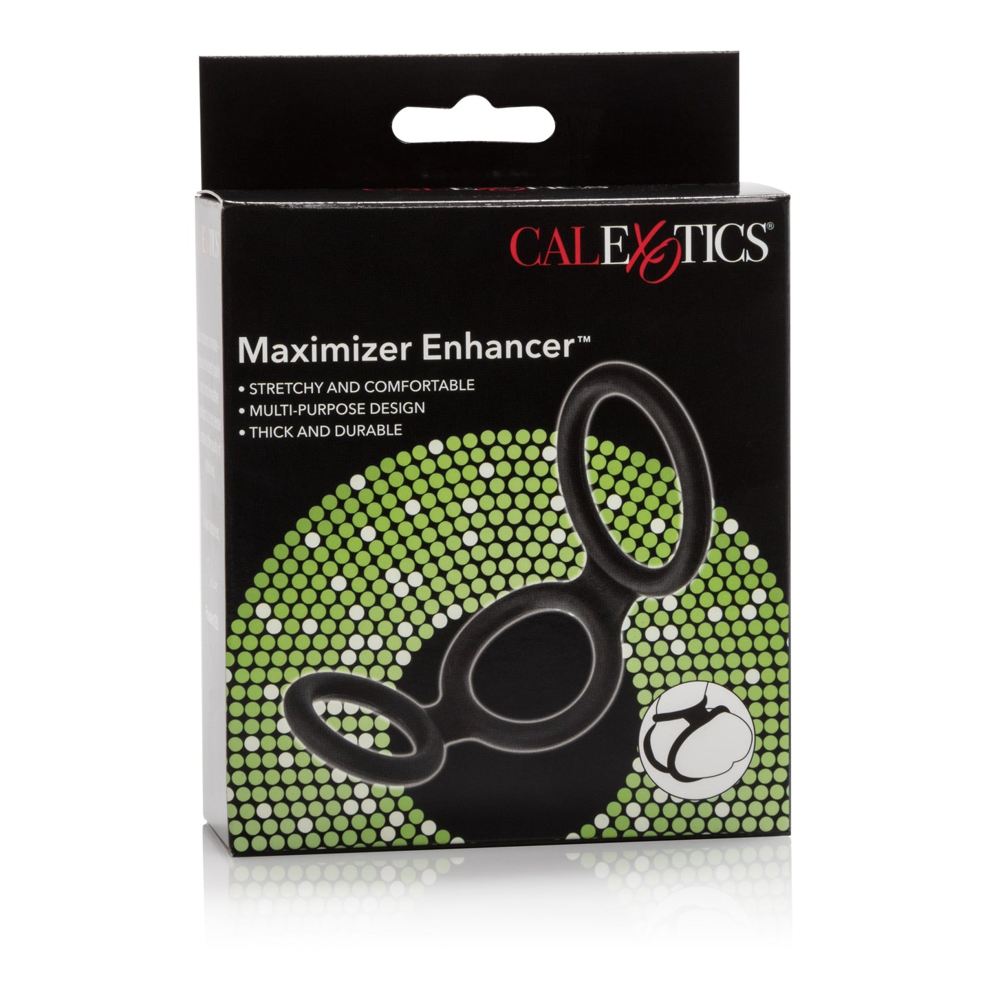 Maximizer Enhancer Triple Silicone Ring Set Black with 2 Inch Base, 1.5 Inch Scrotum, and 1.25 Inch Shaft Rings