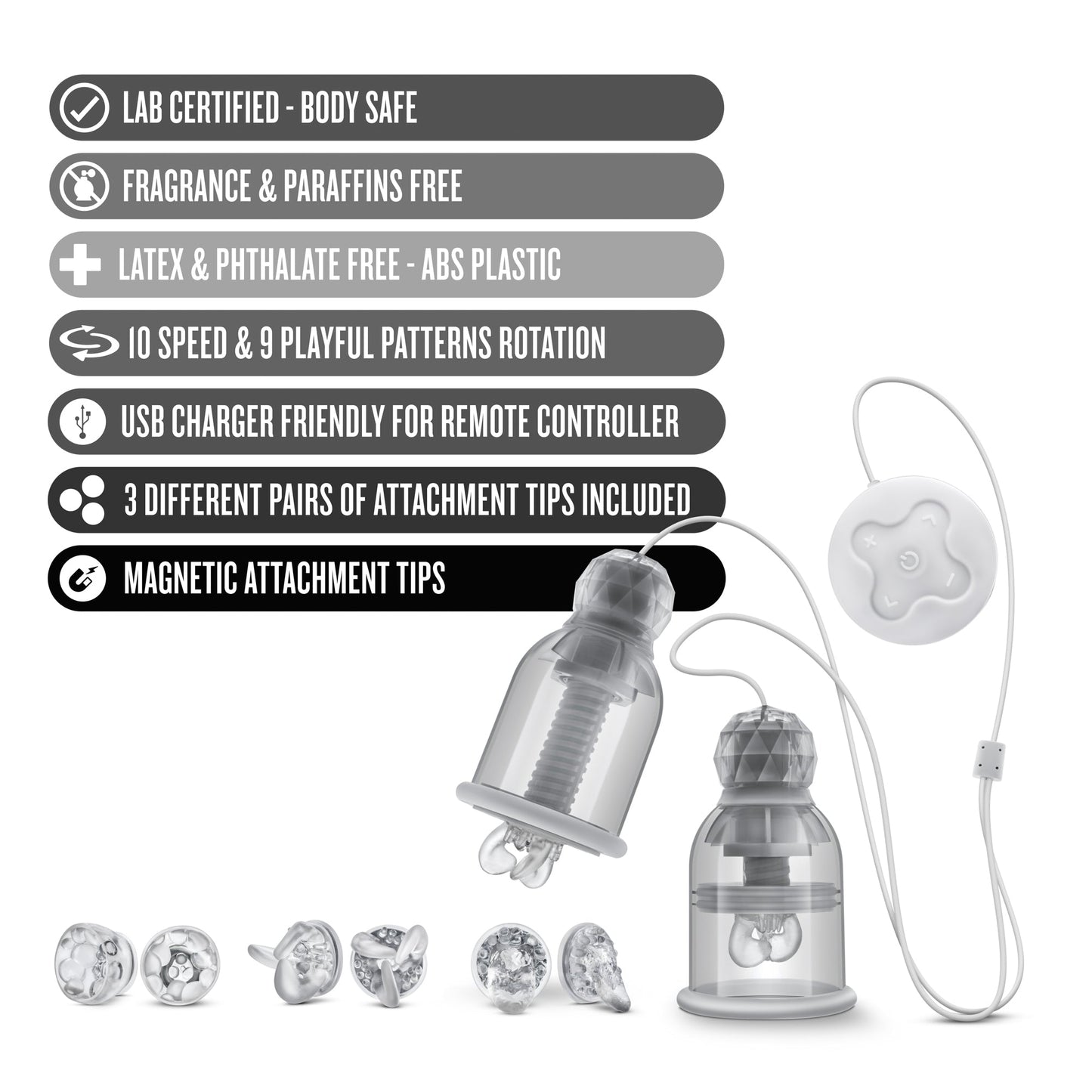 Temptasia Titillator – Variable Speed Nipple Stimulator with Attachments