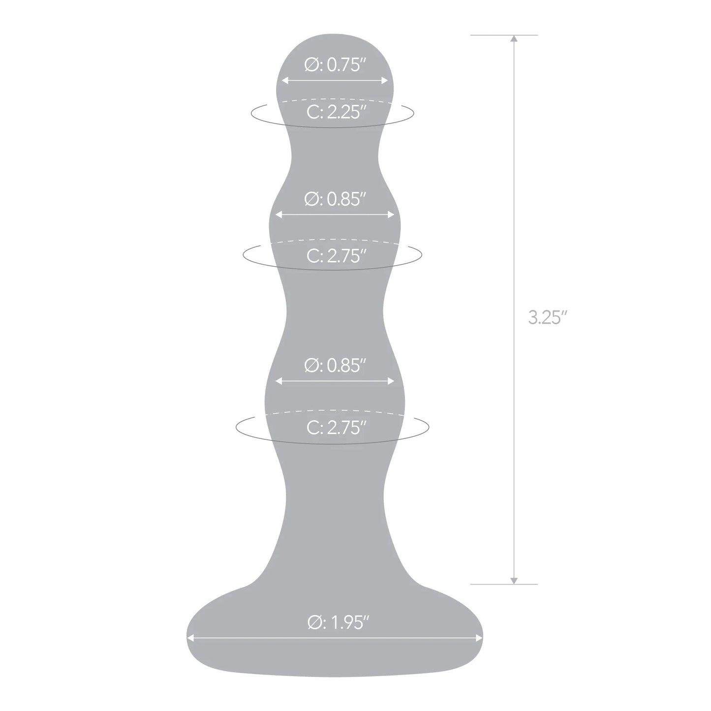 Glas 4 Inch Triple Play Beaded Clear Glass Butt Plug