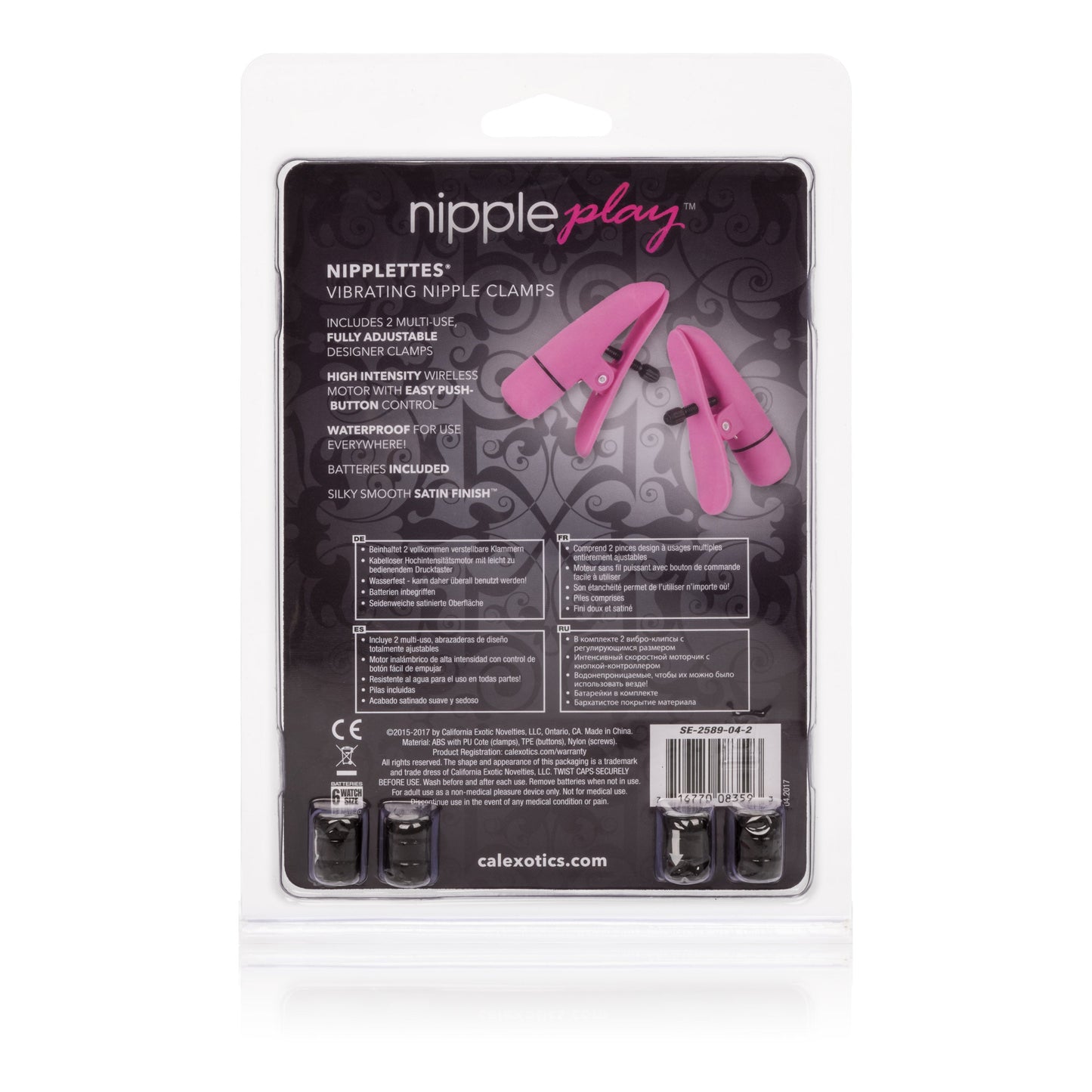 Nipple Play Nipplettes Vibrating Adjustable Nipple Clamps Pink 2.75 Inch Waterproof