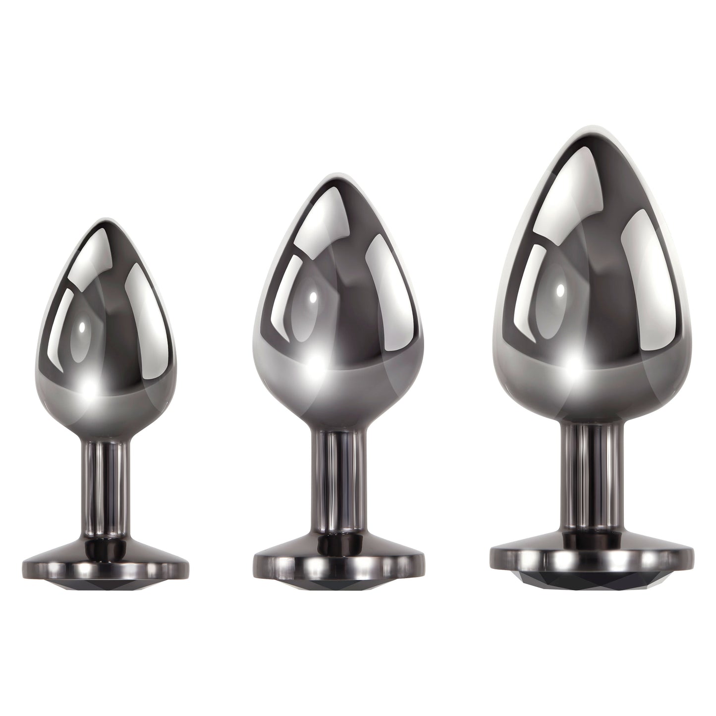 Evolved Black Gem Anal Plug Set – Metal Anal Plug Set