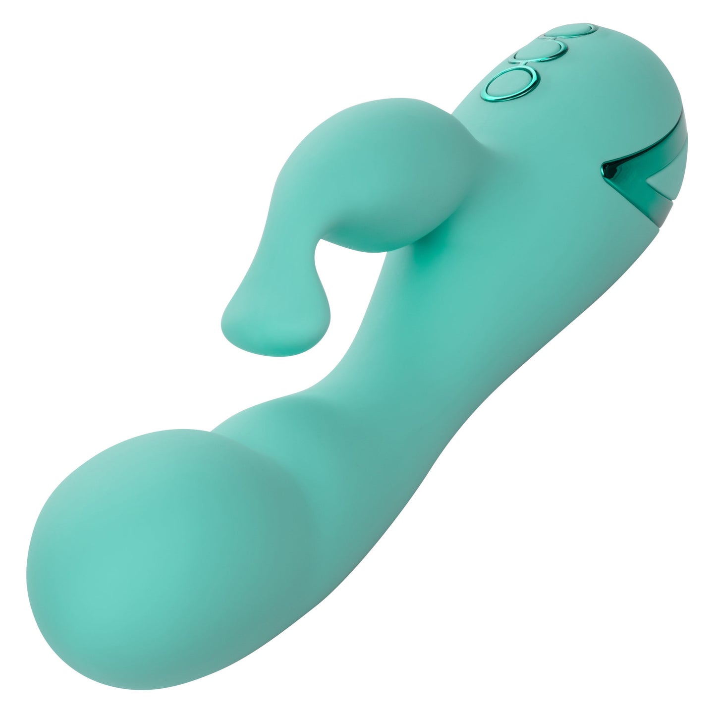 California Dreaming Tahoe Temptation Silicone Massager in Aqua Blue with Dual Vibration and Pinpoint Teaser