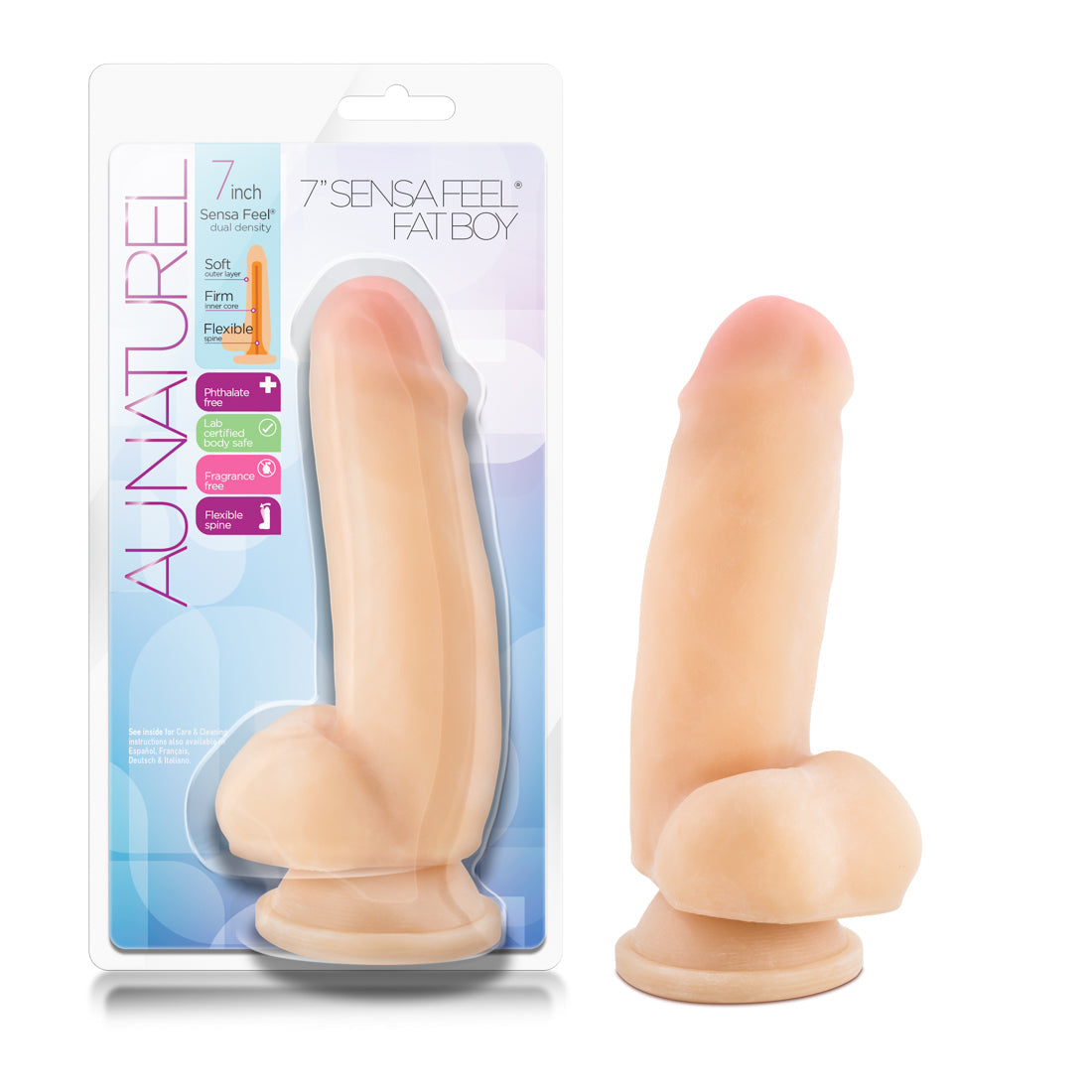 Au Naturel 7 Inch Sensa Feel Fat Boy Dildo Beige
