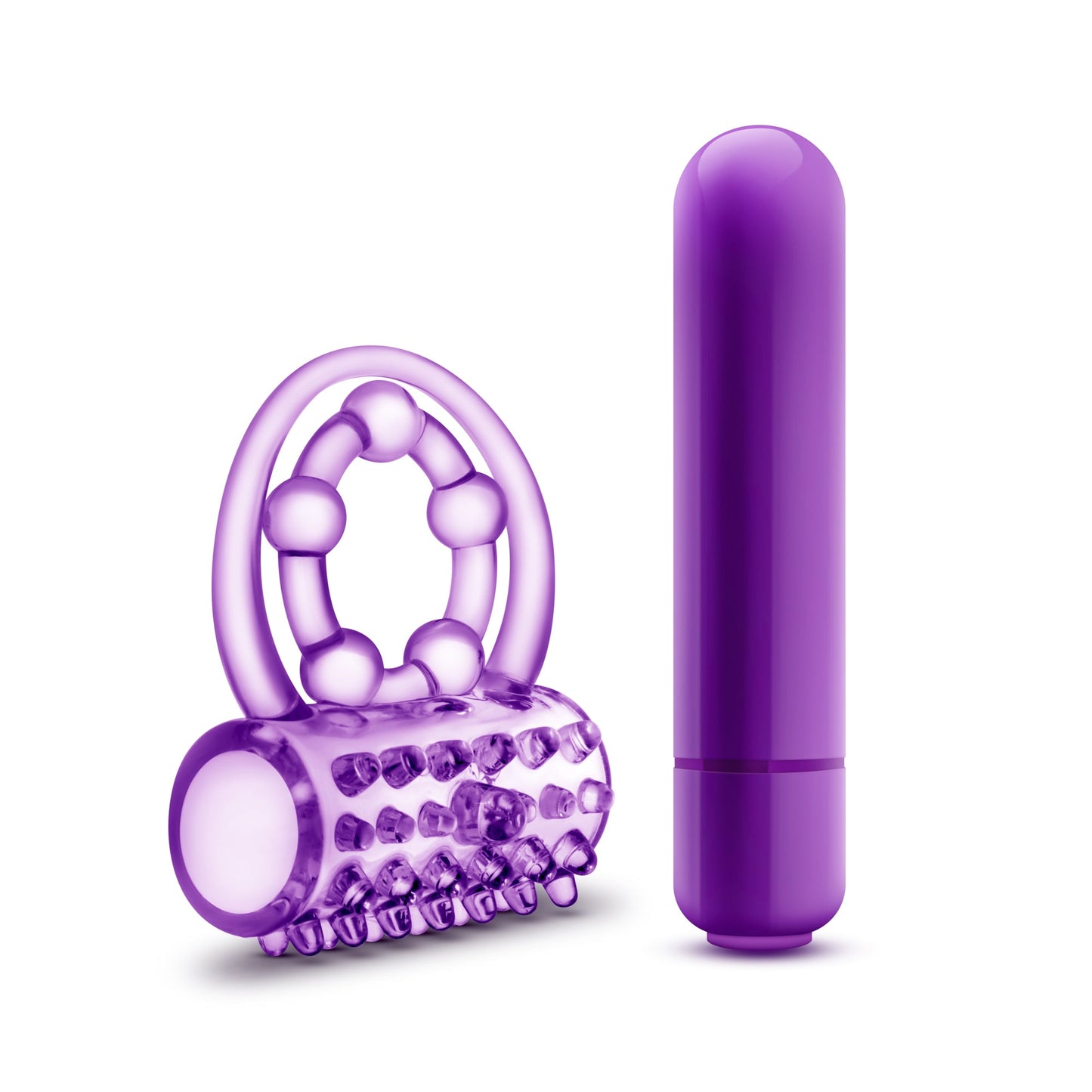 Play With Me The Player Vibrating Double Strap Cock Ring in Purple