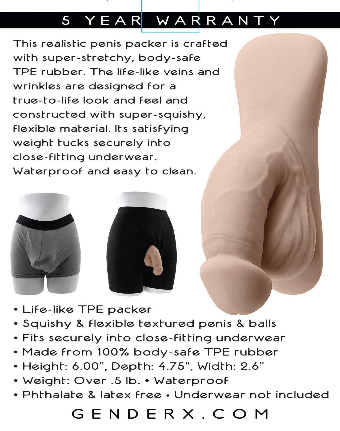 Gender X 4 Inch Silicone Packer Light – Realistic Silicone Packer
