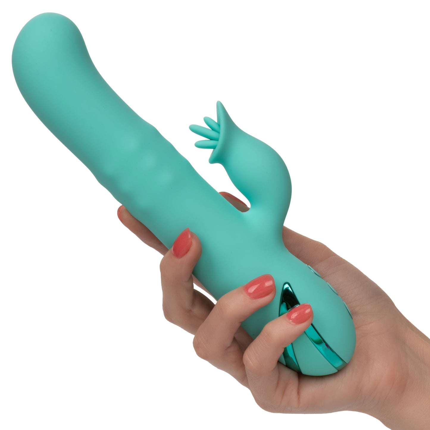 California Dreaming Bel Air Bombshell Silicone Vibrator in Aqua Blue with Triple Motors and 10 Vibration Functions