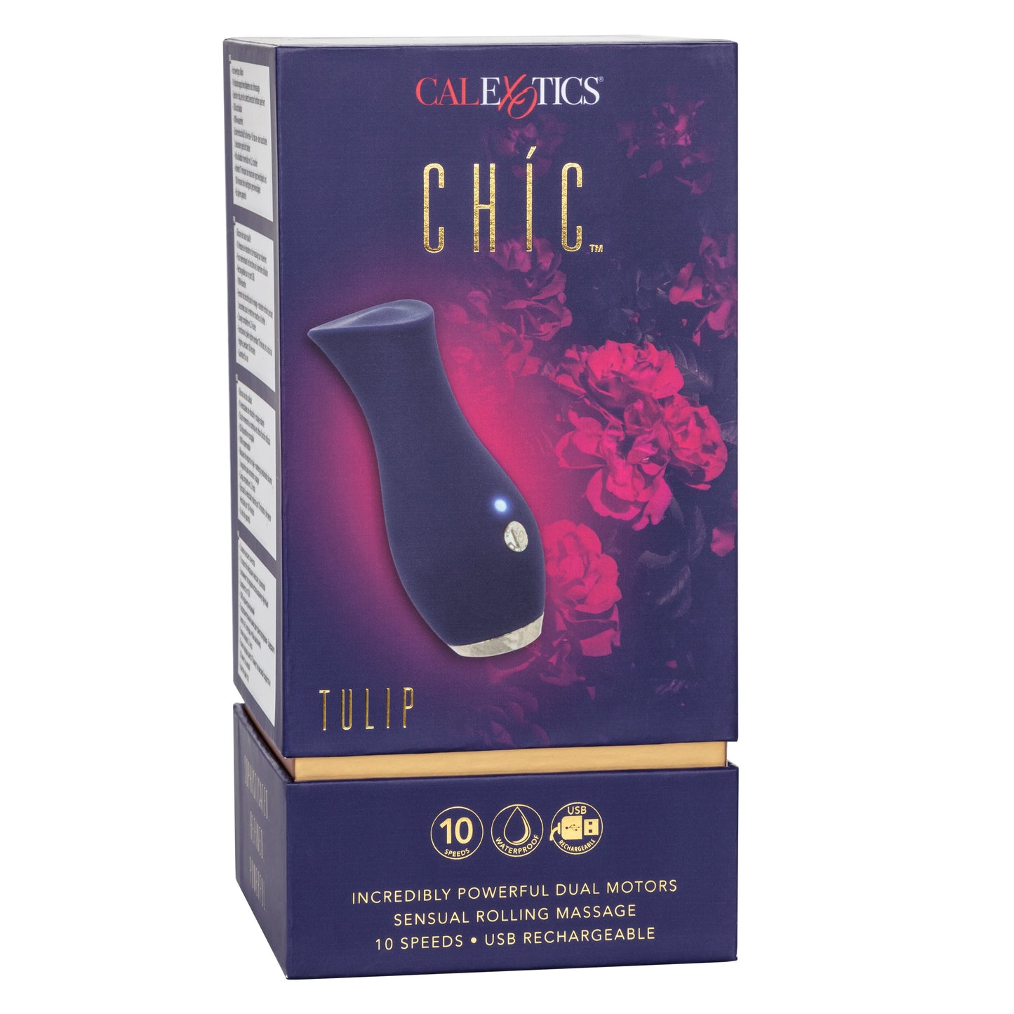 Chic Tulip Waterproof Dual Motor Rolling Massager in Navy Blue with 10 Speeds and Rechargeable