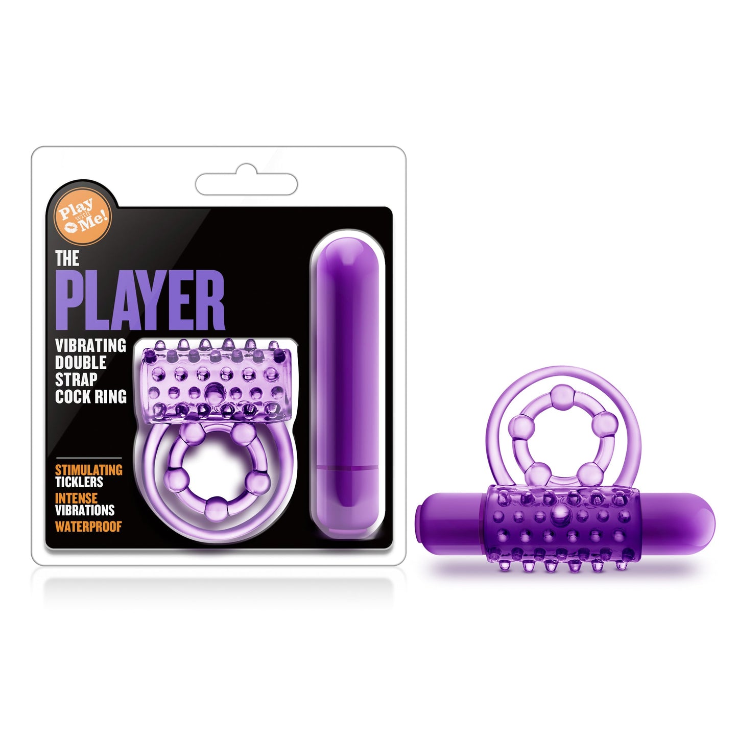 Play With Me The Player Vibrating Double Strap Cock Ring in Purple