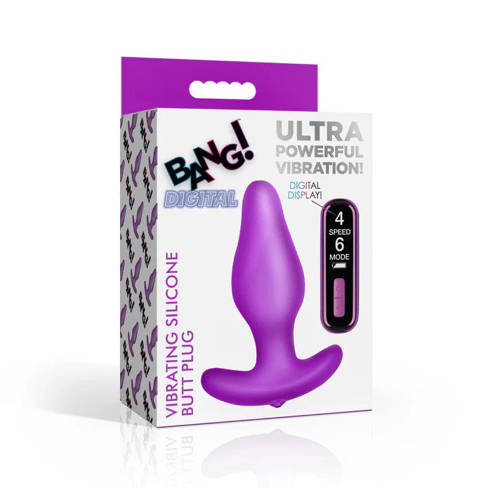 Vibrating Silicone Butt Plug (Purple) – Remote-Controlled 1.4 Inch Silicone Butt Plug