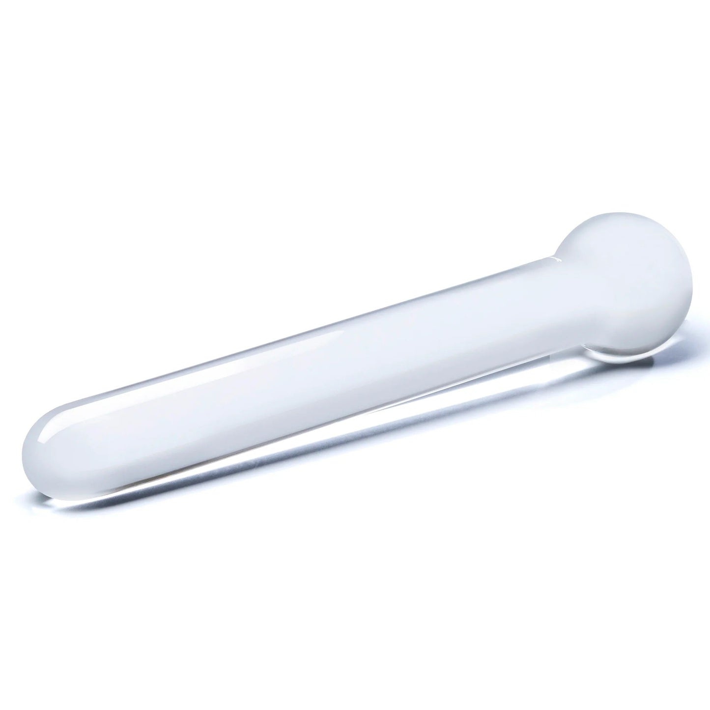 Glas 7 Inch Straight Clear Glass Dildo with Bulbous Handle and Luxury Satin Storage Bag