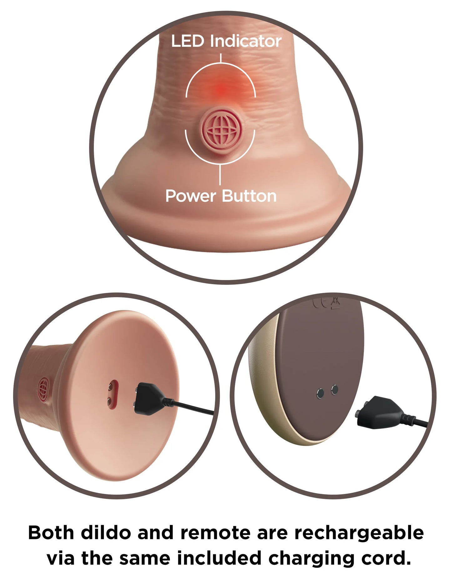 King Cock Elite 9 Inch Dual Density Silicone Vibrating Dildo With Remote