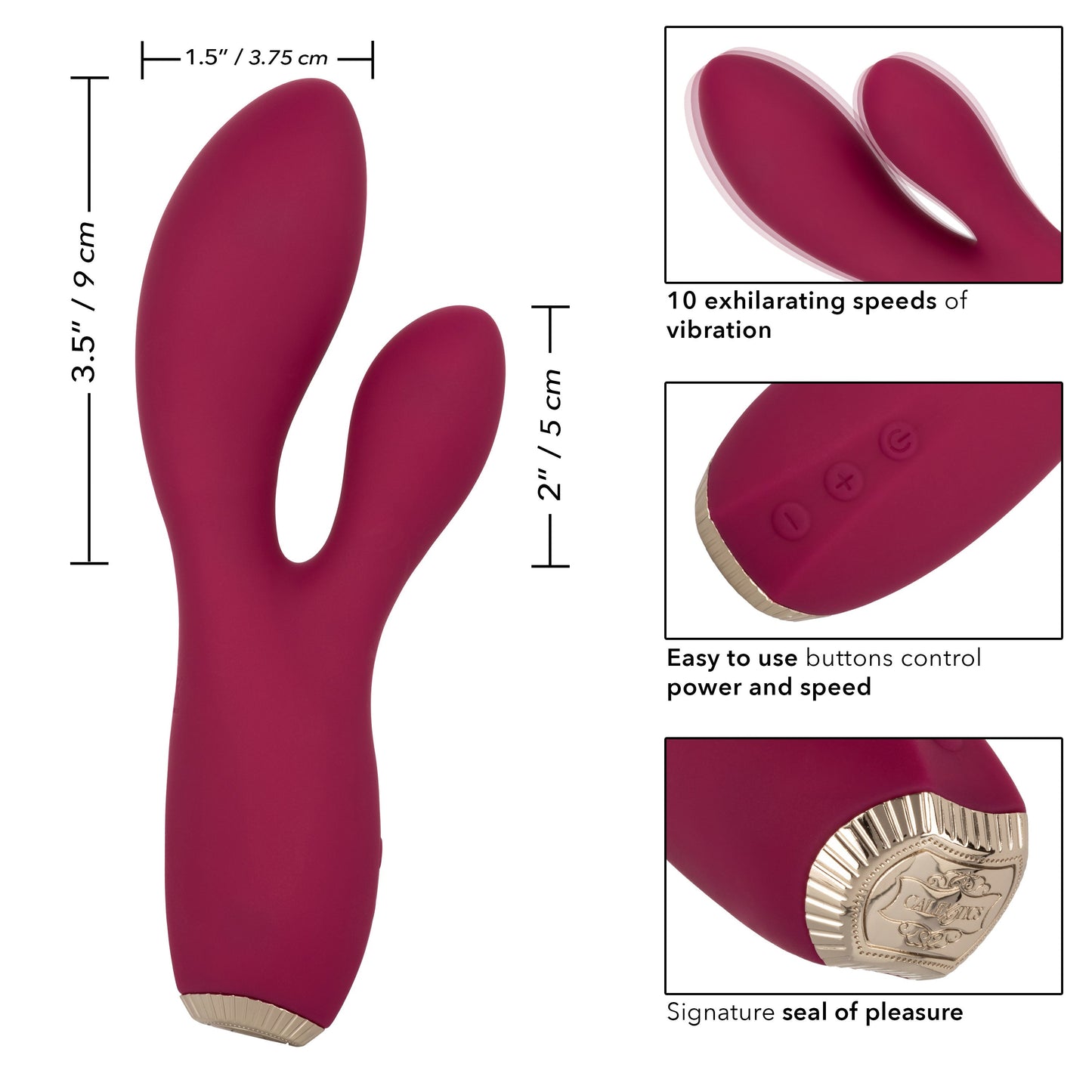 Uncorked Cabernet Dual Massager in Deep Wine Red with 10 Speeds and Silicone Vibrator