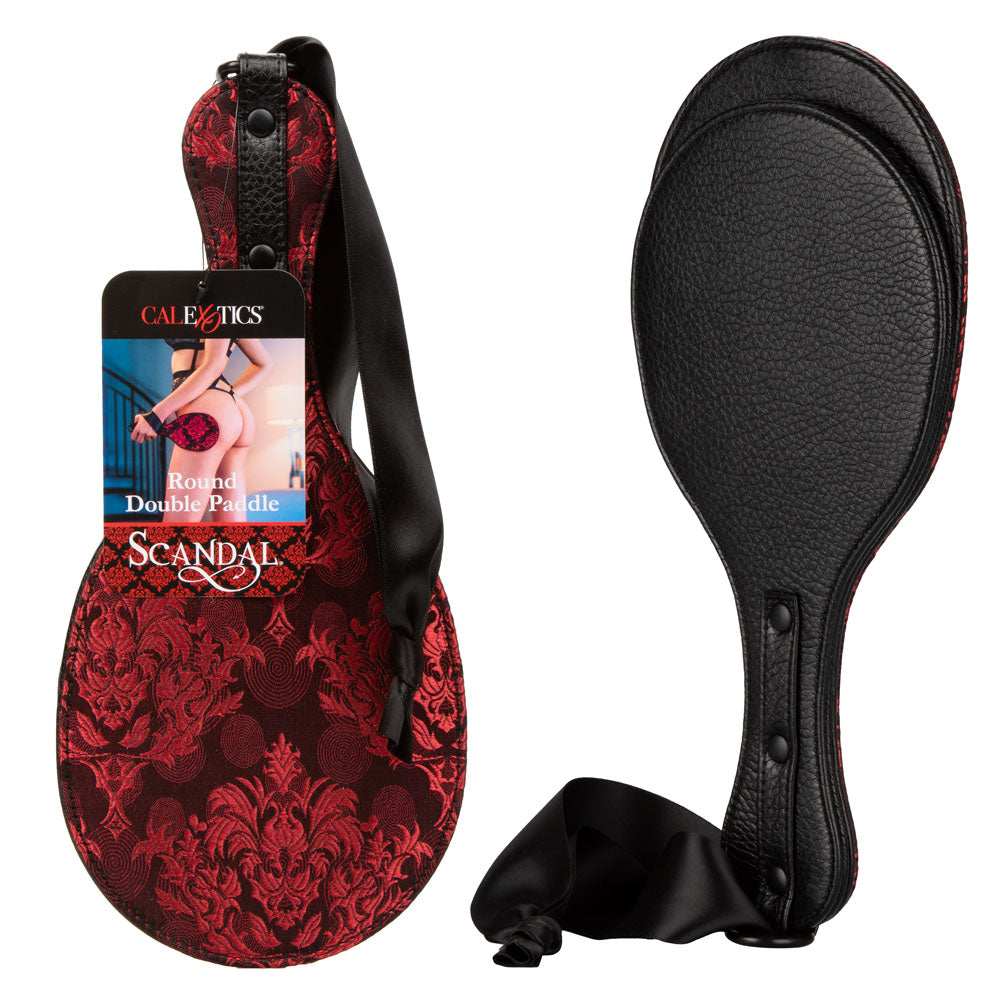 Scandal Round Double Paddle Red and Black Plush Dual Layer Paddle