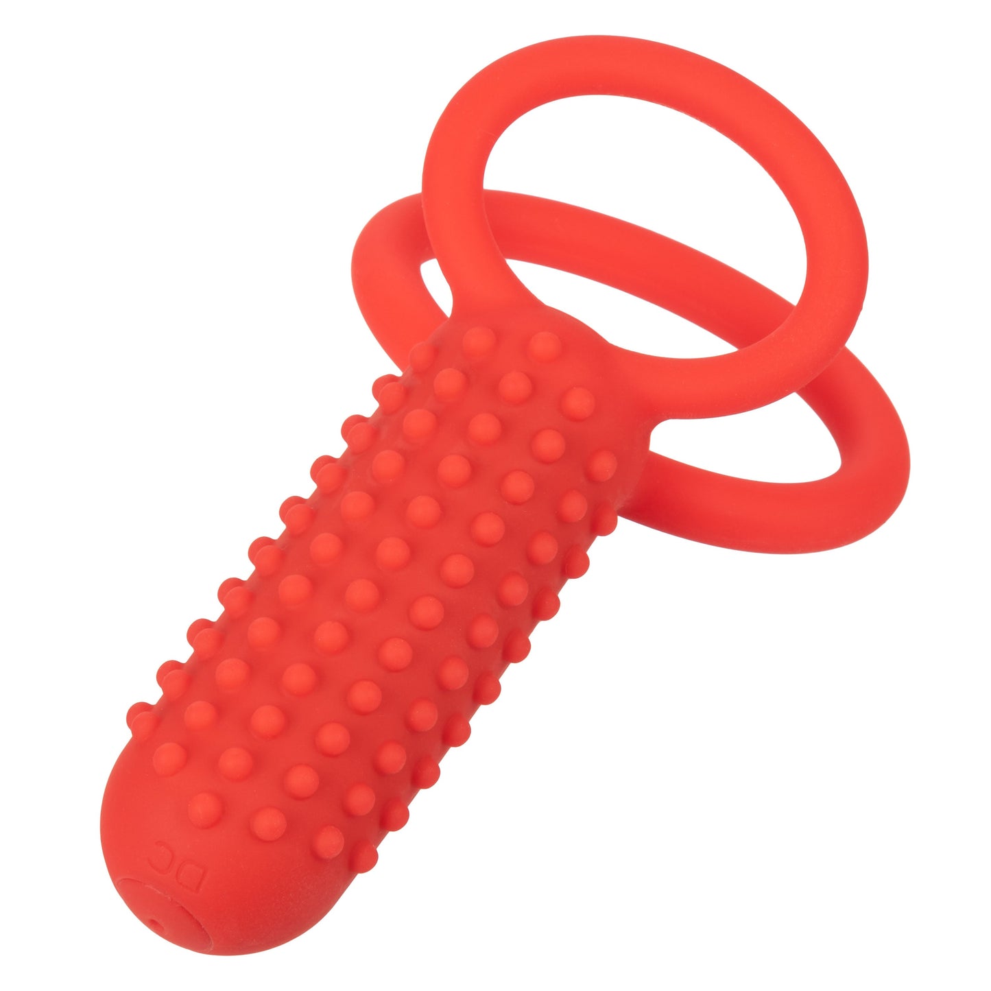 CalExotics Silicone Vertical Dual Enhancer Red Waterproof with 12 Intense Vibration Functions