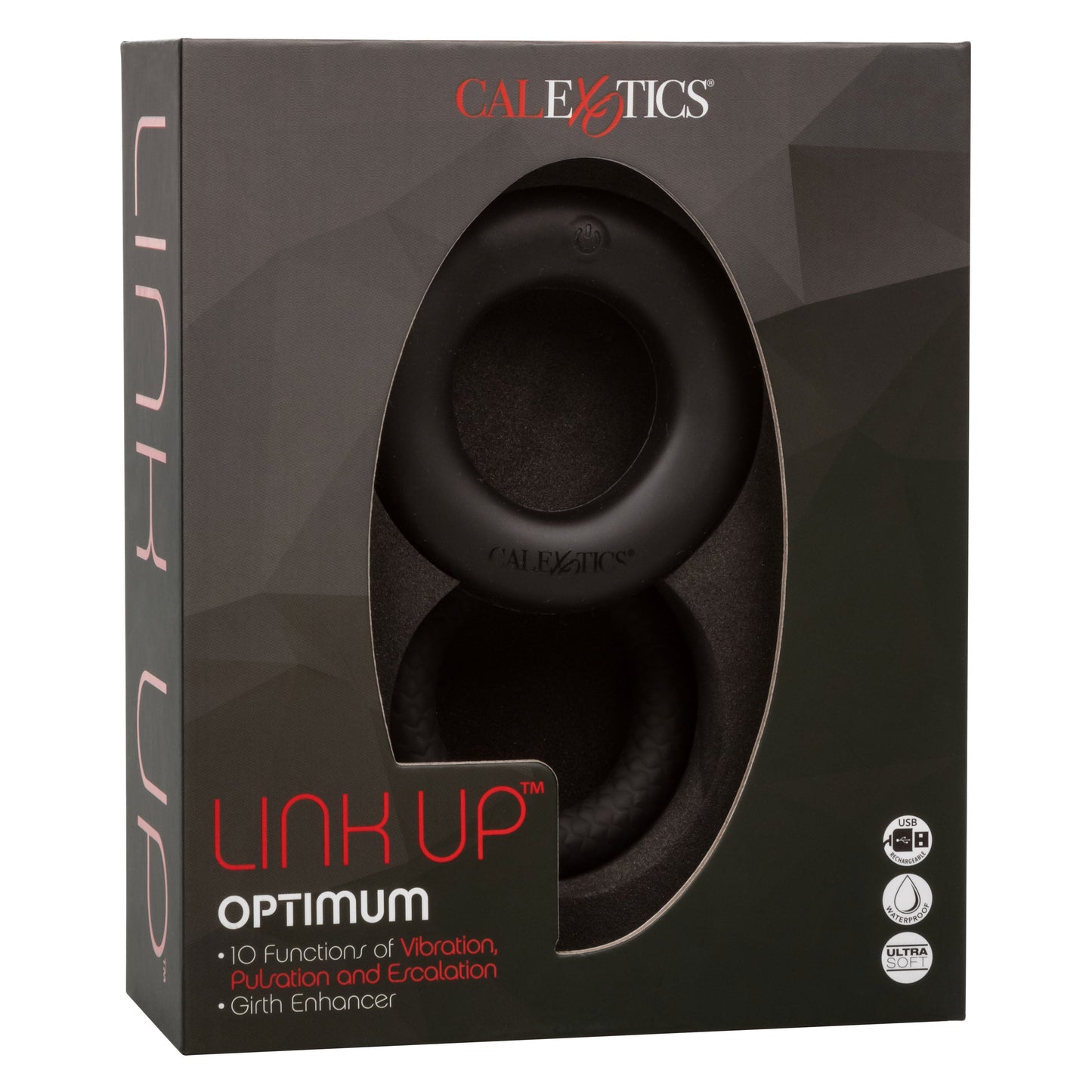 Link Up Optimum Black Dual-Density Silicone Vibrating Enhancer and Ultra-Soft Textured Support Ring