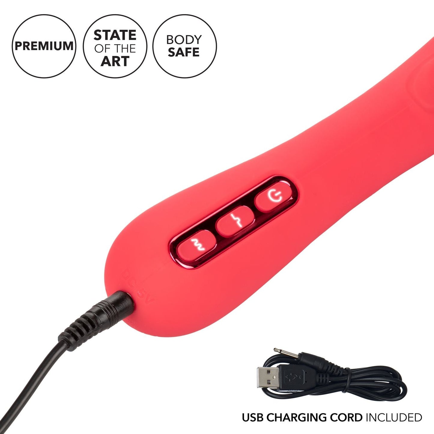 Throb Thumper Red Premium Silicone Massager with Dual Thumping Pads and 3-Speed Vibration