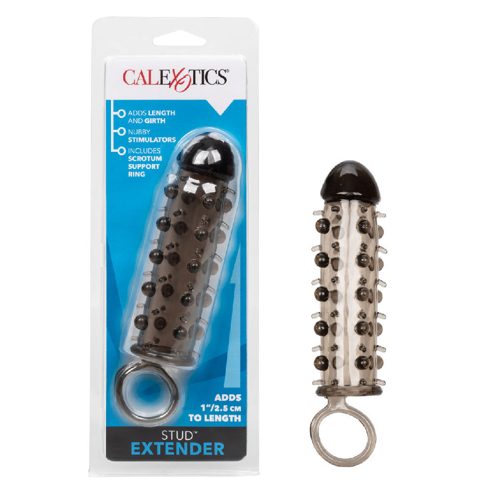 Stud Extender Smoke 2 inch with Support Ring – Soft Stretchy Silicone Penis Sleeve for Extra Stimulation