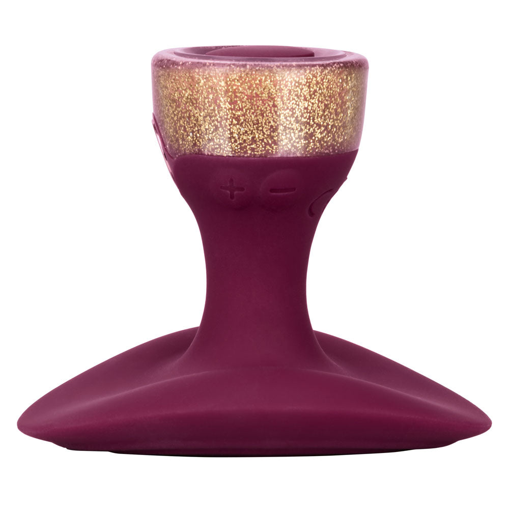 Jopen Starstruck Fantasy Burgundy Silicone Handheld Massager with Glitter Base and 35 Vibration Functions