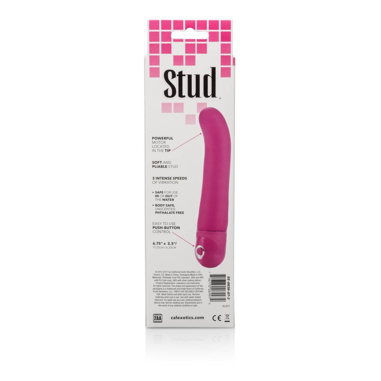 Power Stud G Waterproof Vibrator Pink 6.75 Inch Flexible Body-Safe PVC with 3 Speeds