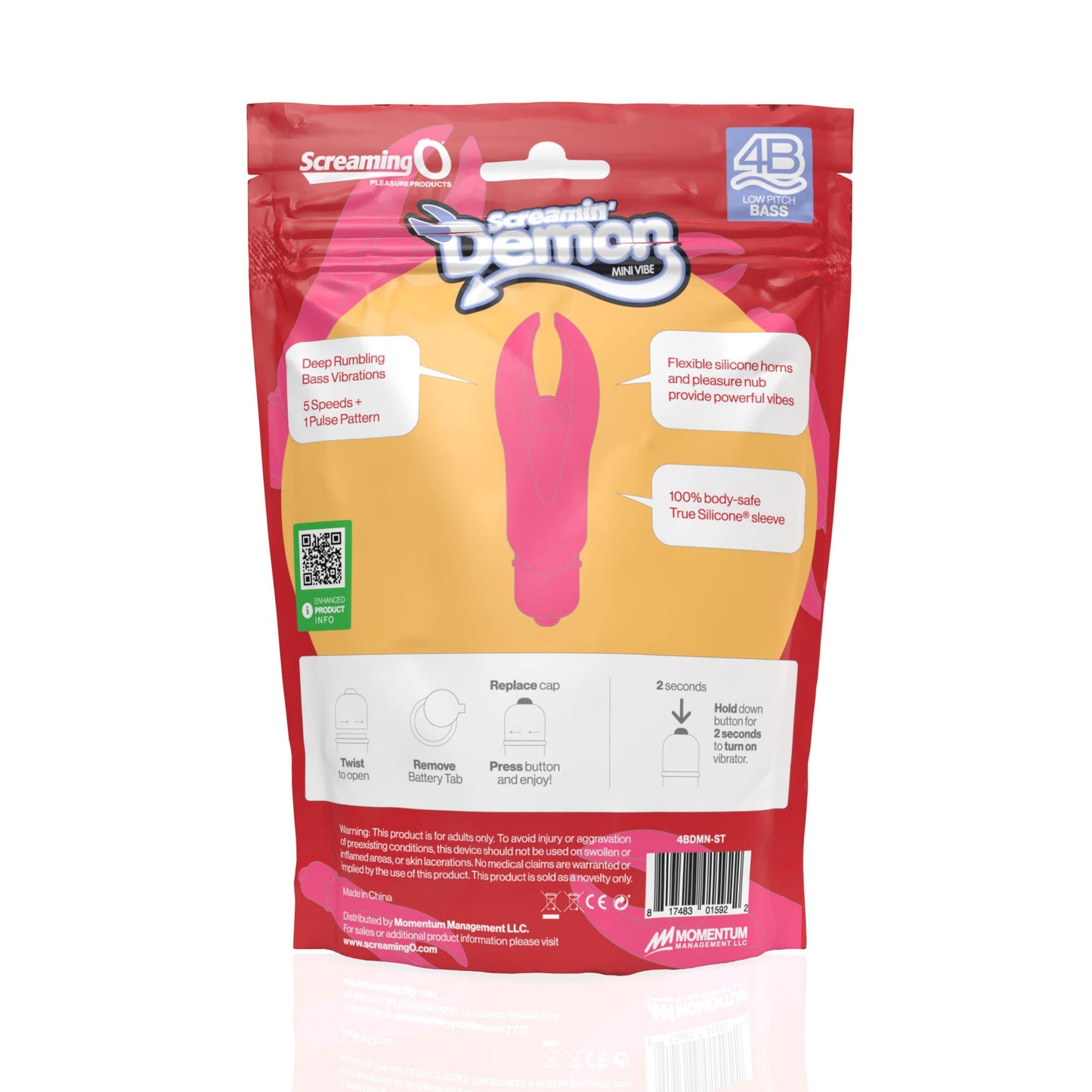 Demon 4B Low Pitch Bass – Deep-Rumbling 5-Speed Vibrator with Silicone Horns