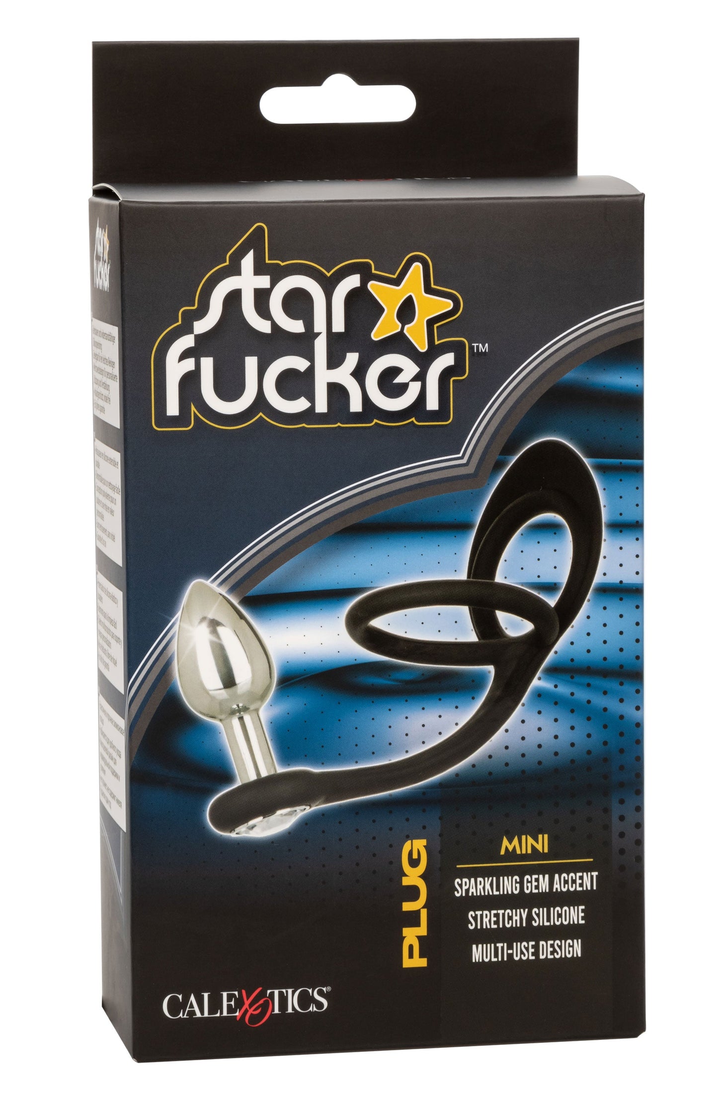 Star Fucker Mini Plug Black Silicone Dual Enhancer with Metal Probe and Sparkling Gem Base