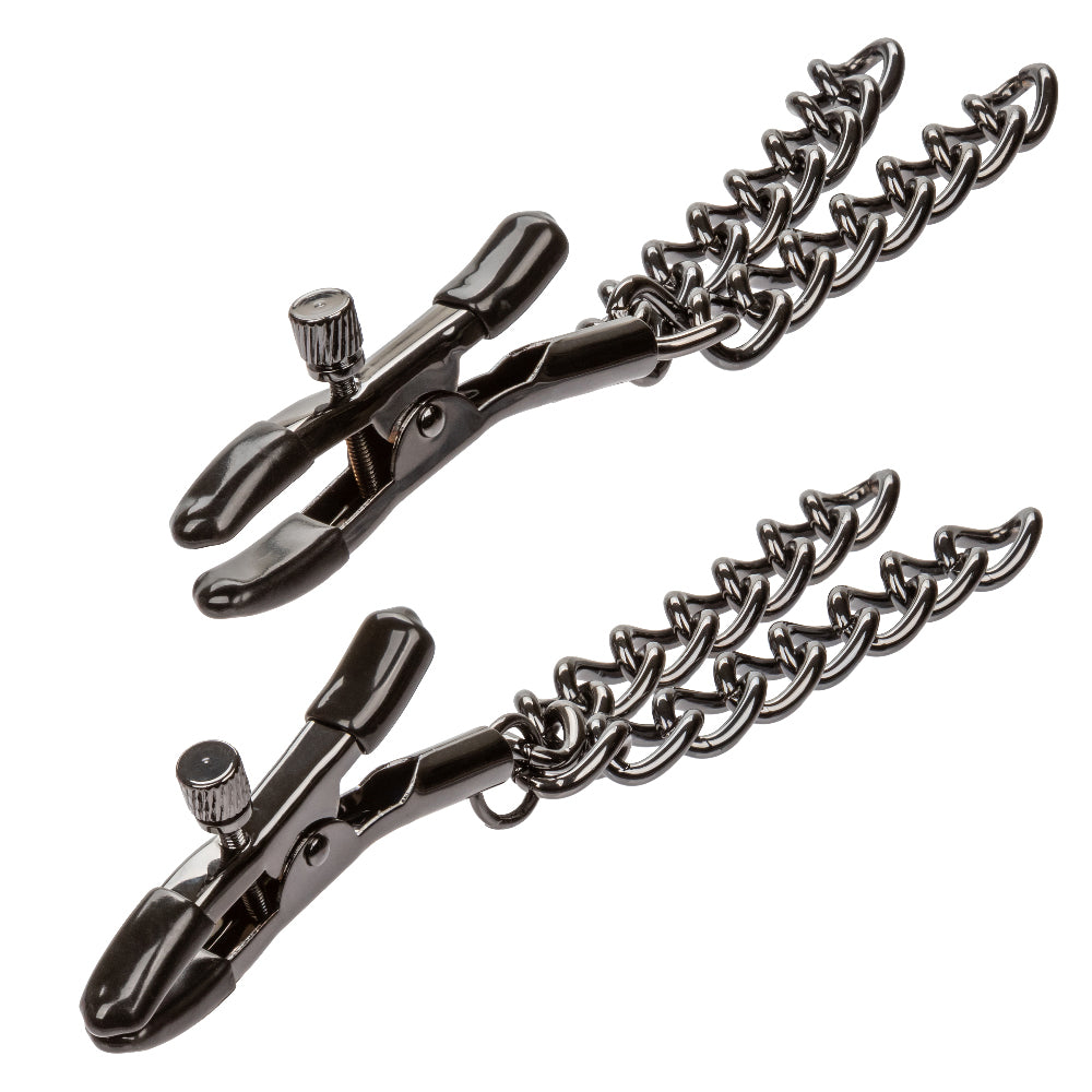 Euphoria Collection Black Chain Adjustable Nipple Clamps with Soft Pads