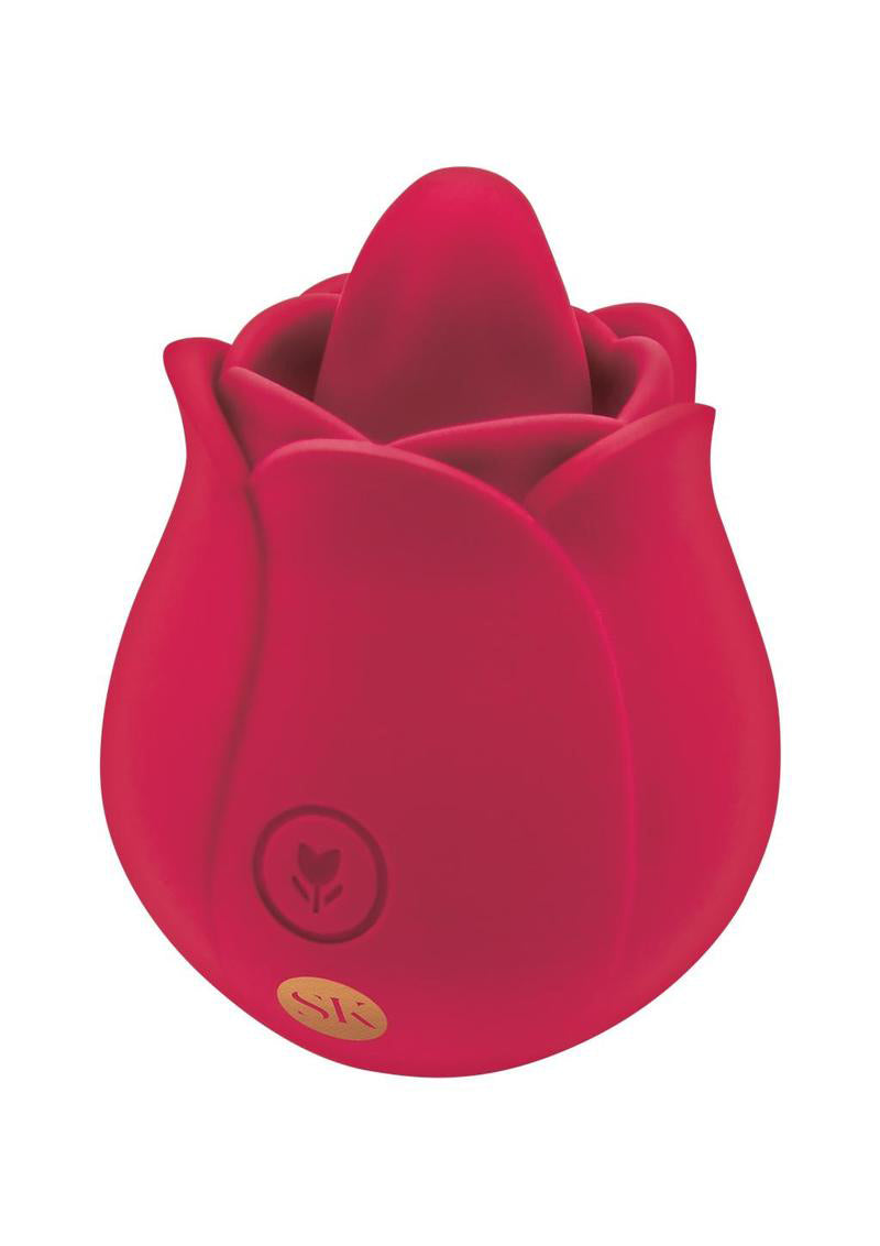 Rose Blossom Licker Tongue Vibrator with 10 Modes Red Silicone