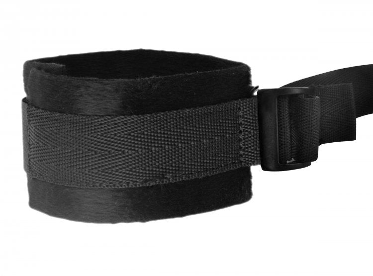 Hold Me Under Bed Restraint System with Soft Faux Fur Cuffs