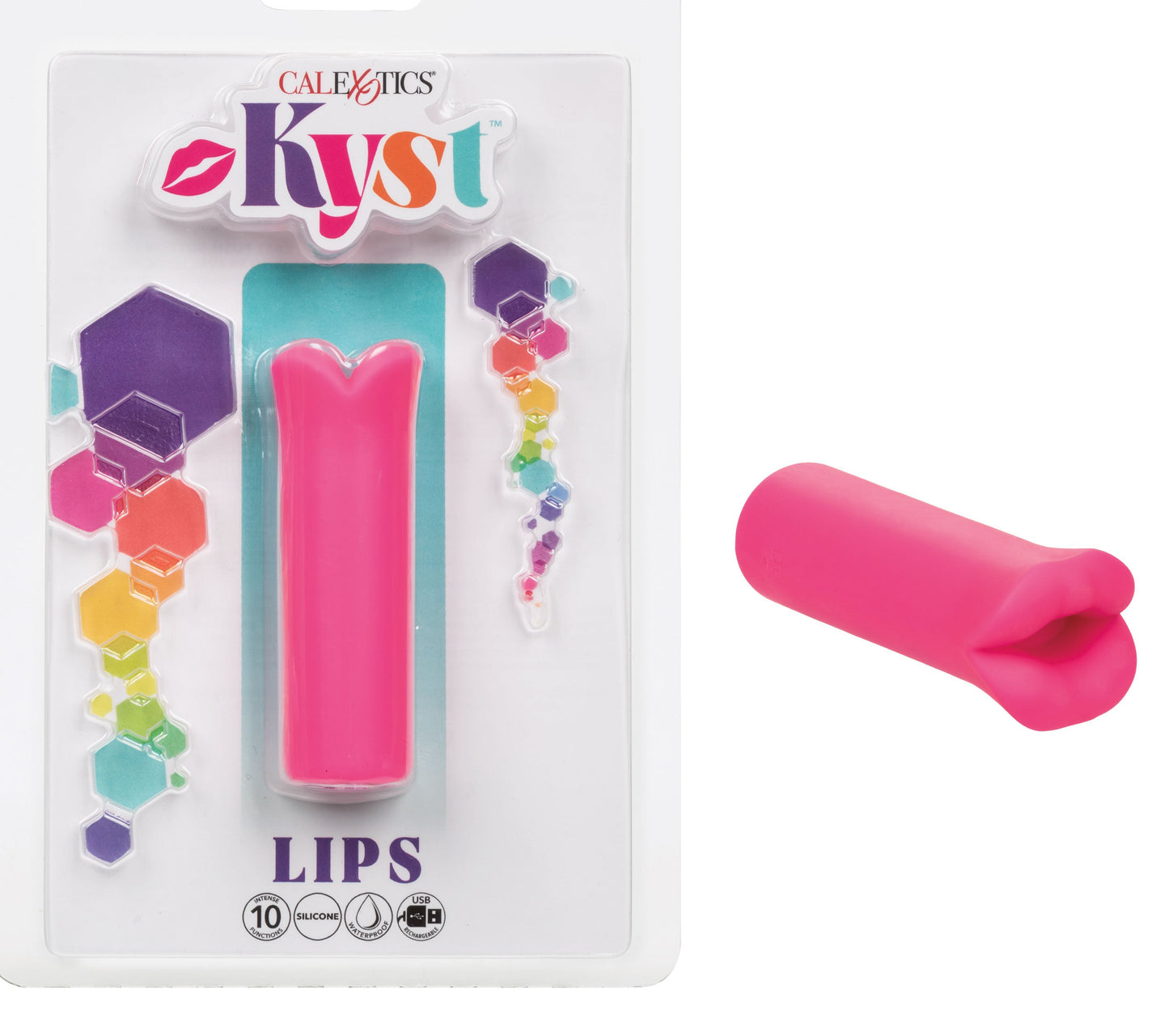 Kyst Lips Mini Massager Pink Silicone Bullet with 10 Vibration Functions