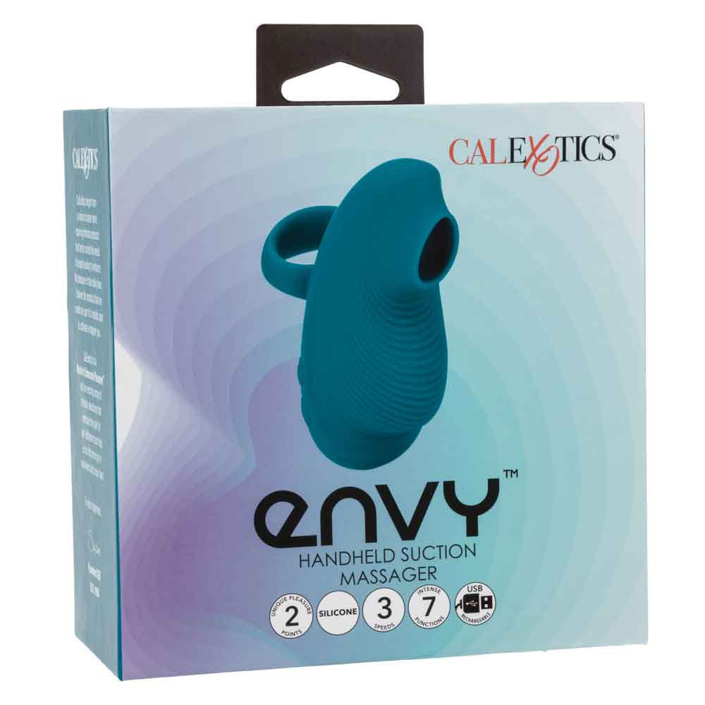Envy™ Handheld Suction Massager in Teal Blue with 3 Suction Speeds and 7 Vibration Functions