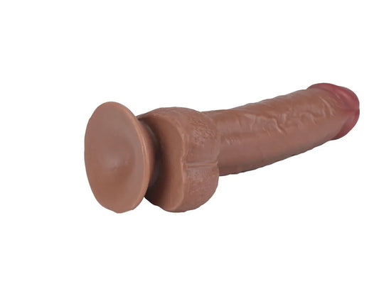 Real Skin 9 Inch Dual Layer Sliding Skin Dildo