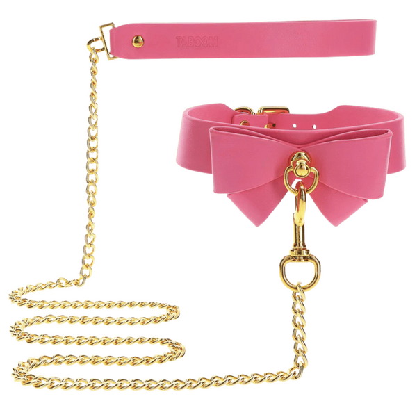 Taboom Malibu Bow Collar and Leash – Vegan Leather Bondage Accessory