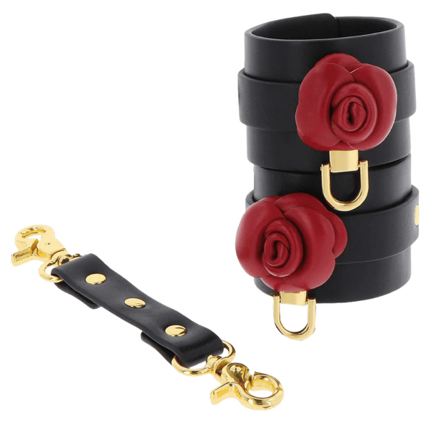 Taboom Wild Roses Wrist Cuffs – Premium Faux Leather BDSM Wrist Restraints