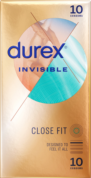 Durex Invisible Close Fit – Ultra-Thin Natural Rubber Latex Condoms 10 Pack