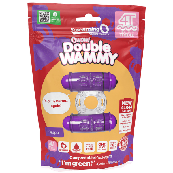 Double Wammy 4T – High Pitch Treble Vibrating Cock Ring with 5 Speeds and Pulse Pattern