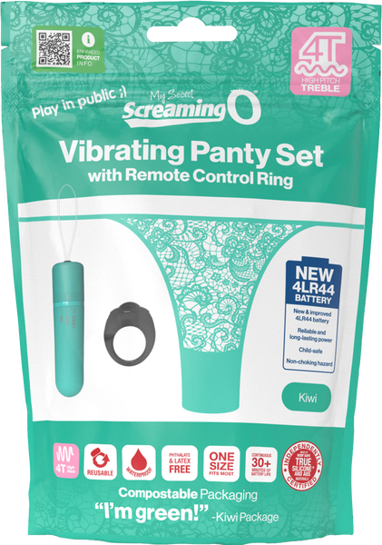 Vibrating Panty Set W/ Remote Ring 4t High Pitch Treble (Kiwi)