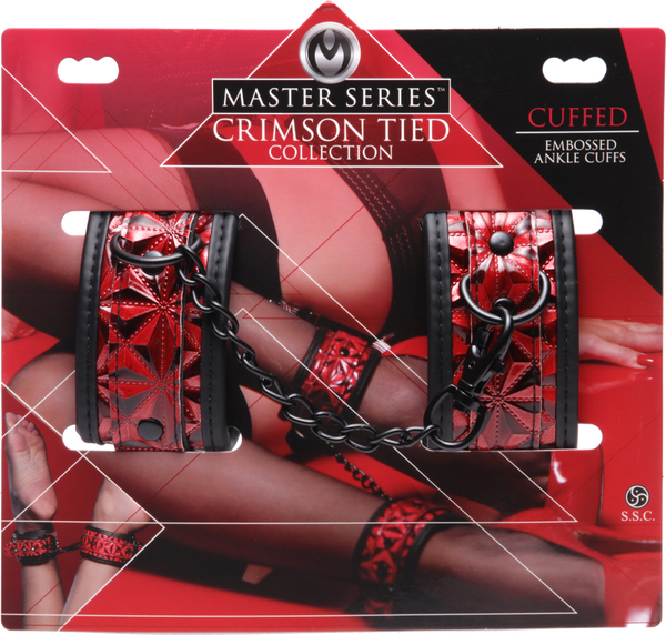 Crimson Tied Embossed Ankle Cuffs – Adjustable Bondage Accessories