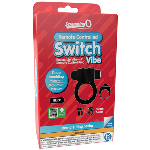 Remote Control Switch Vibe (Black) – Waterproof Rechargeable Double-Sided Vibrating Cock Ring