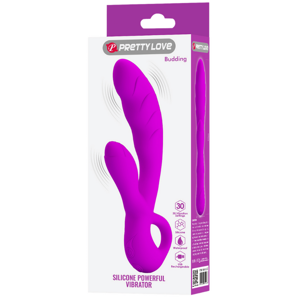 Pretty Love Budding – Silicone Powerful Vibrator with Rabbit Clitoral Stimulator