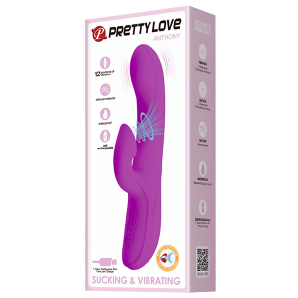 Rechargeable Anthony – Silicone Clit Suction Rabbit Vibrator With Curved Shaft And Thicker Tip