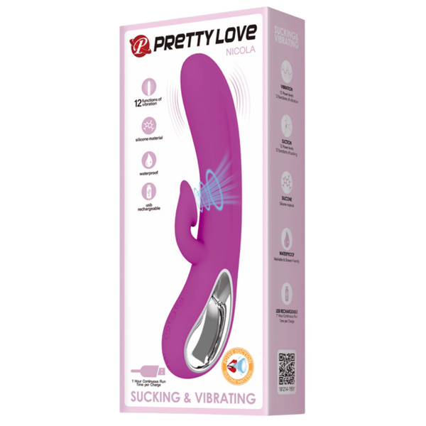 Nicola Rechargeable – Silicone 24 Function Clit Suction Rabbit Vibrator