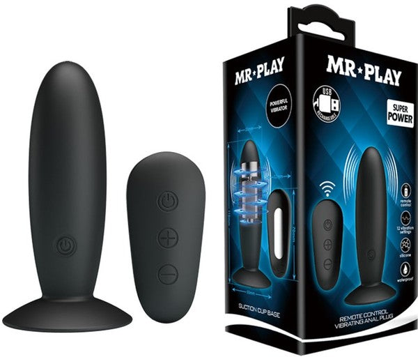 Pretty Love Mr. Play (Black) – Remote-Controlled Silicone Vibrating Anal Plug