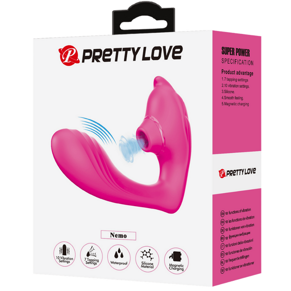 PrettyLove Nemo – Waterproof, Rechargeable With 10 Vibration And 7 Tapping Settings Clitoral Stimulator