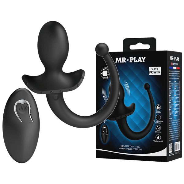 Remote Control Vibrating Butt Plug Tail (Black) – App-Compatible Wearable Vibrator with 12 Modes