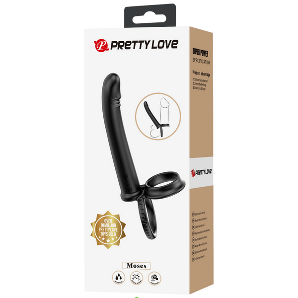 Moses Anal Probe – Silicone Dual Ring Cock and Ball Ring Dildo