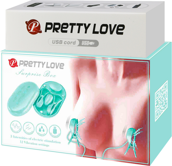 Surprise Box Nipple Clamps – Waterproof USB Rechargeable Stimulator with 12 Vibration Settings